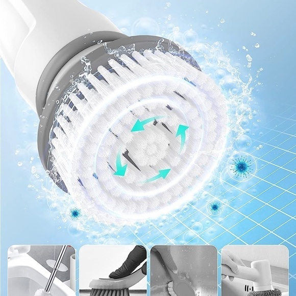 New Electric Spin Scrubber Cordless Adjustable Extension Arm 4 Cleaning Heads - Picture 5 of 6